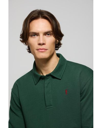 POLO CLUB Sweatshirt Grün Mit Polokragen Und Gesticktem Rigby Go-Logo