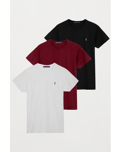 POLO CLUB Pack Mit Drei T-Shirts In Schwarz, Weiß Und Bordeauxrot Mit Rundhalsausschnitt Und Rigby Go Logo