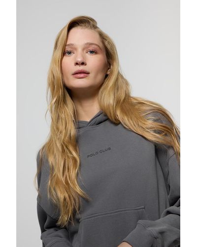 POLO CLUB Sweatshirt Mit Kaupze Und Taschen Asphaltgrau Minimal