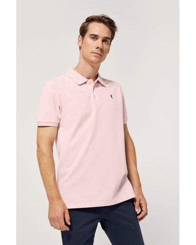 POLO CLUB Piqué-Poloshirt Rosa Mit Knopfleiste Mit Drei Knöpfen Und Logo-Stickerei In Kontrastfarbe - Pink