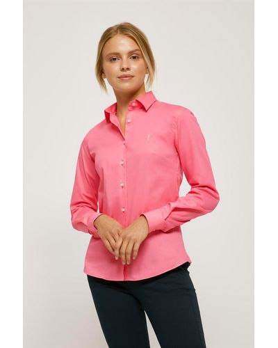 POLO CLUB Tailliertes Hemd Rosa Aus Popeline Mit Logo-Stickerei - Pink