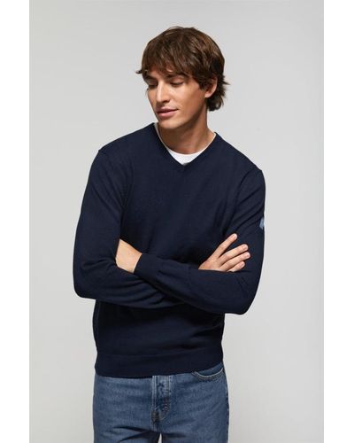 POLO CLUB Maglione Blu Scollo A V In Cashmere