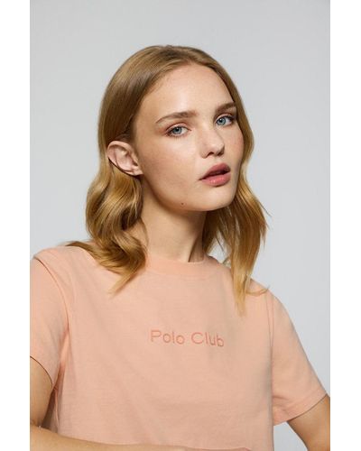 POLO CLUB T-Shirt Tori Pfirsichfarben Im Boxy Fit Mit Peach-Effekt Und Minimal Combo Logo Von - Natur