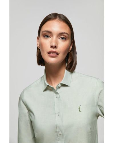 POLO CLUB Camicia Oxford Regular Fit Verde Giada Con Logo Rigby Go - Bianco