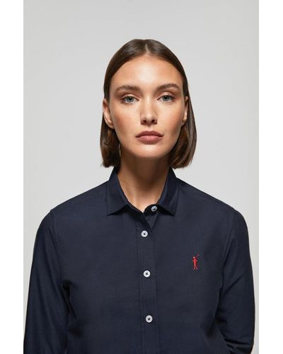 POLO CLUB Camicia Oxford Regular Fit Blu Marino Con Logo Rigby Go