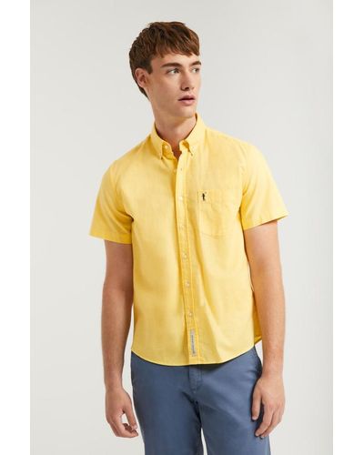 POLO CLUB Camicia Gialla In Lino Con Tasca Sul Petto E Con Logo Rigby Go - Giallo