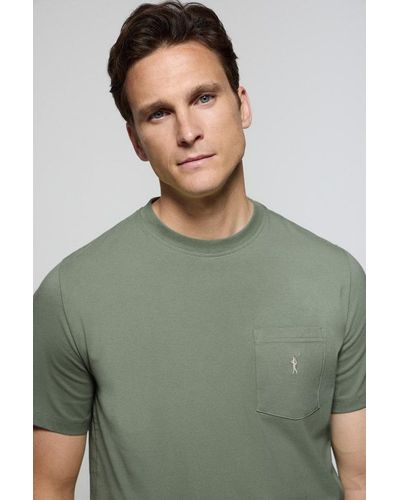 POLO CLUB Kurzärmliges T-Shirt Jadegrün Mit Rundkragen, Brusttasche Und Rigby Go Logo-Stickerei