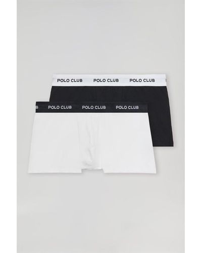 POLO CLUB Lot De Deux Boxers Blanc Et Noir Avec Logo