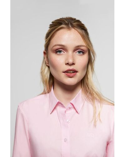 POLO CLUB Slim Fit Hemd Rosa Aus Popeline Mit Logo - Pink