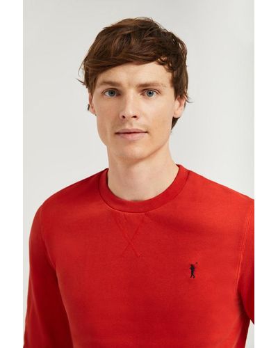 POLO CLUB Sweat-Shirt Basique À Col Ras Du Cou Rouge À Logo Rigby Go