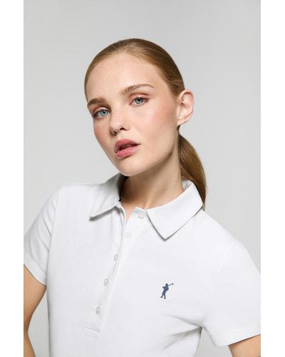 POLO CLUB Damen-Poloshirt Weiß Mit Fünf Knöpfen Und Gummiertem Rigby Go Logo - Grau