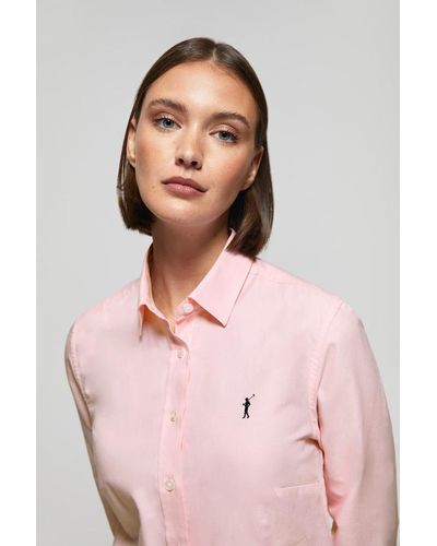POLO CLUB Oxford-Hemd Slim Fit Rosa Mit "Rigby Go"-Logo - Pink