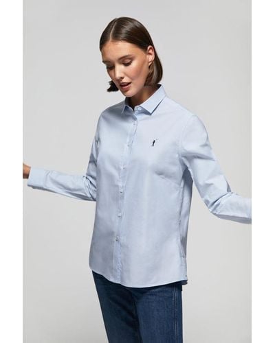 POLO CLUB Camicia Oxford Regular Fit Celeste Con Logo Rigby Go - Blu