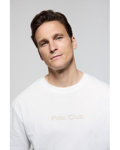 POLO CLUB T-Shirt Saul Weiß Mit Lockerer Passform, Peach-Effekt Und Minimal Combo Logo Von - Grau
