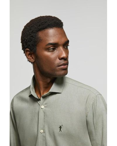 POLO CLUB Camicia In Twill Verde Con Logo Ricamato Rigby Go - Multicolore