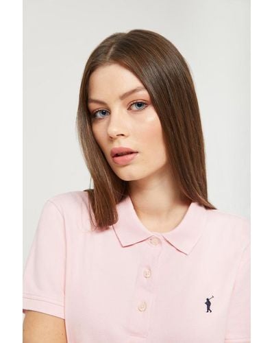 POLO CLUB Kurzärmliges Piqué-Poloshirt Rosa Mit Rigby Go Logo - Pink
