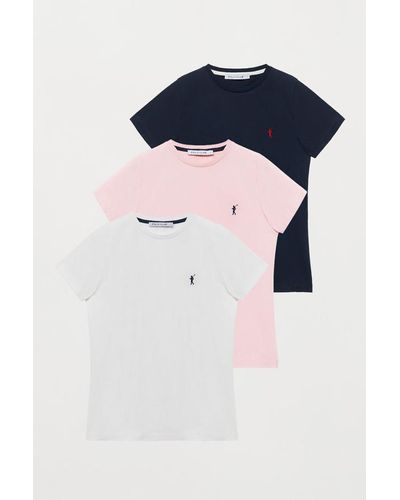 POLO CLUB Pack Mit Schlichten T-Shirts Mit Rigby Go Logo, Marineblau, Weiß Und Rosa