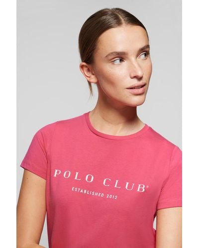 POLO CLUB T-Shirt Himbeerfarben Mit Charakteristischem -Aufdruck - Pink