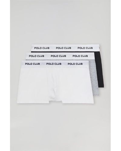 POLO CLUB Lot De Trois Boxers Noir, Gris Et Blanc Avec Logo - Multicolore