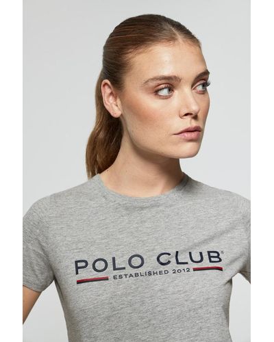 POLO CLUB T-Shirt Basique Gris Vigoré Avec Imprimé Signature Sur La Poitrine