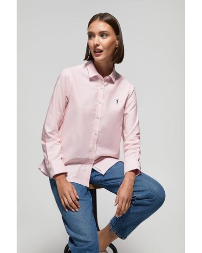 POLO CLUB Streifenhemd Oxford Rosa Mit "Rigby Go"-Logo - Pink