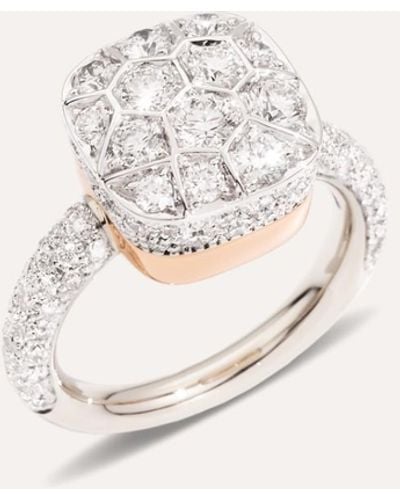 Pomellato Nudo Maxi - Solitaire Ring With Diamonds, 18k Rose And White Gold - Multicolor