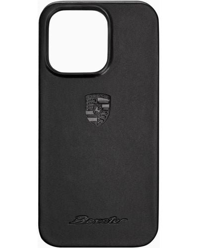 Porsche Design Snap On Case iPhone 14 Pro Leder Boxster - Schwarz
