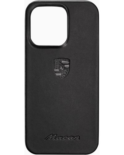 Porsche Design Snap On Case iPhone 14 Pro Leder Boxster - Schwarz