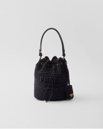 Prada Crochet And Leather Mini-Bucket Bag - White
