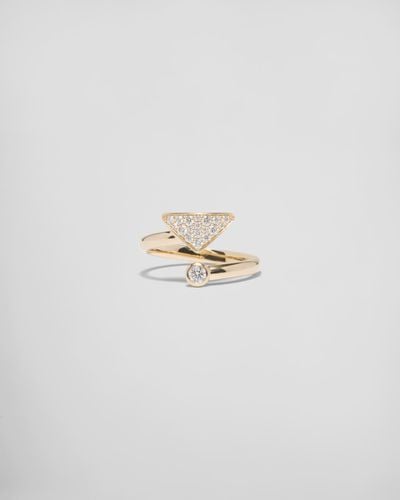 Prada Eternal Contrarié-Ring Aus Gelbgold Mit Diamanten - Weiß