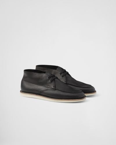 Prada Nappa Leather Chukka Boots - Black