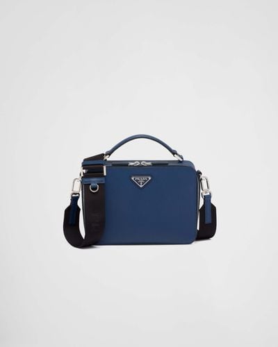 Prada Medium Brique Saffiano Leather Bag - Blue