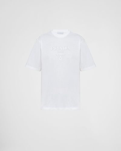 Prada T-shirt In Cotone - Bianco