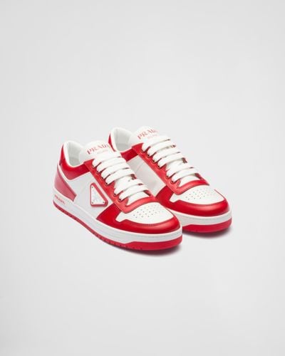 Prada Downtown Low-top Leather Sneakers - Red
