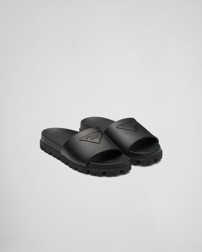 Prada Soft Logo Slides - Black