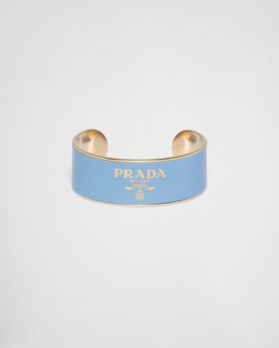Prada Enamelled Metal Cuff Bracelet - Blue