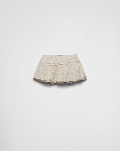 Prada Antiqued Silk Miniskirt - White