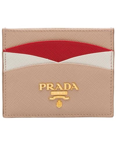 Prada Saffiano Leather Card Holder - Pink