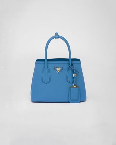 Prada Double Saffiano Leather Mini Bag - Blue