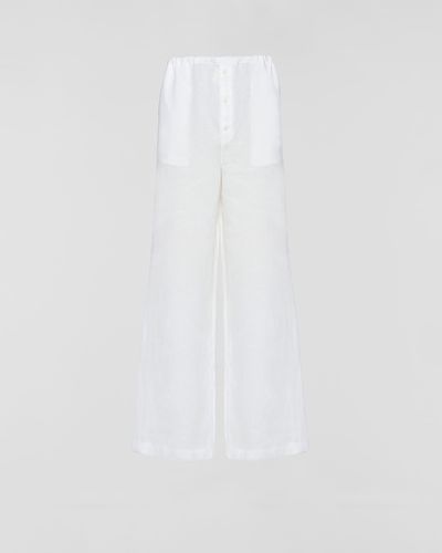 Prada Pantalon En Lin - Blanc