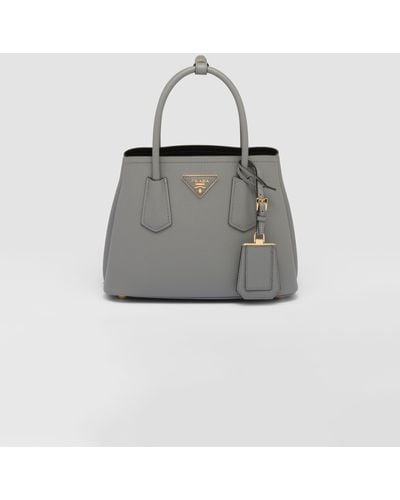 Prada Double Saffiano Leather Mini Bag - Gray