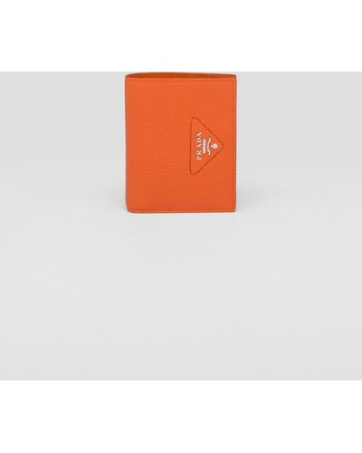 Prada Small Leather Wallet - Orange