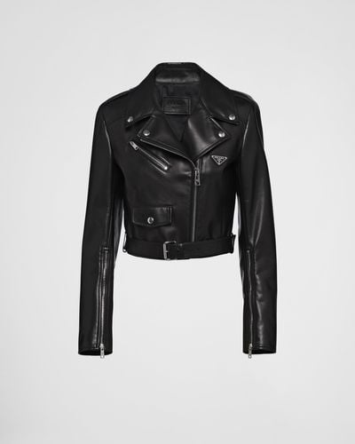 Prada Nappa Leather Biker Jacket - Black
