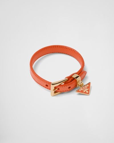 Prada Bracelet En Cuir Saffiano - Orange