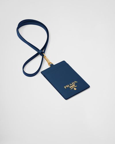 Prada Saffiano Leather Badge Holder - Blue
