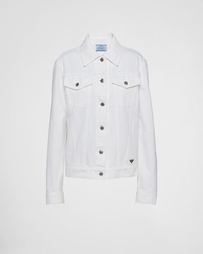 Prada Bull Denim Blouson Jacket - White