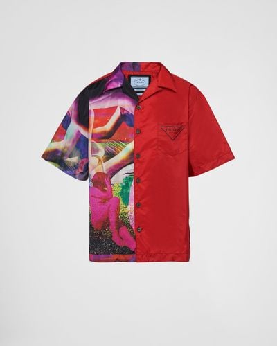 Prada Double Match Re-nylon Shirt - Red