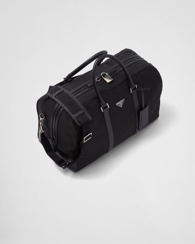 Black Prada Arqué Re-nylon And Brushed Leather Shoulder Bag
