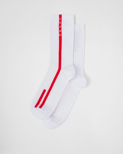 Prada Technical Yarn Ankle Socks - White