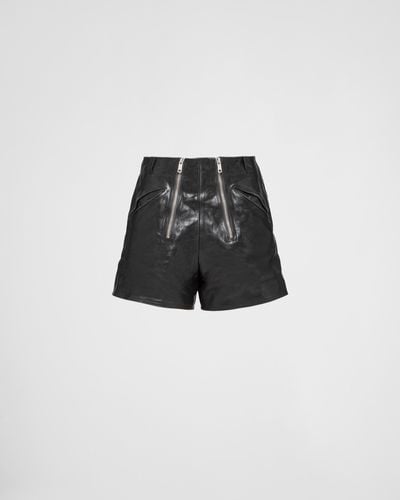 Prada Leather Shorts - Black